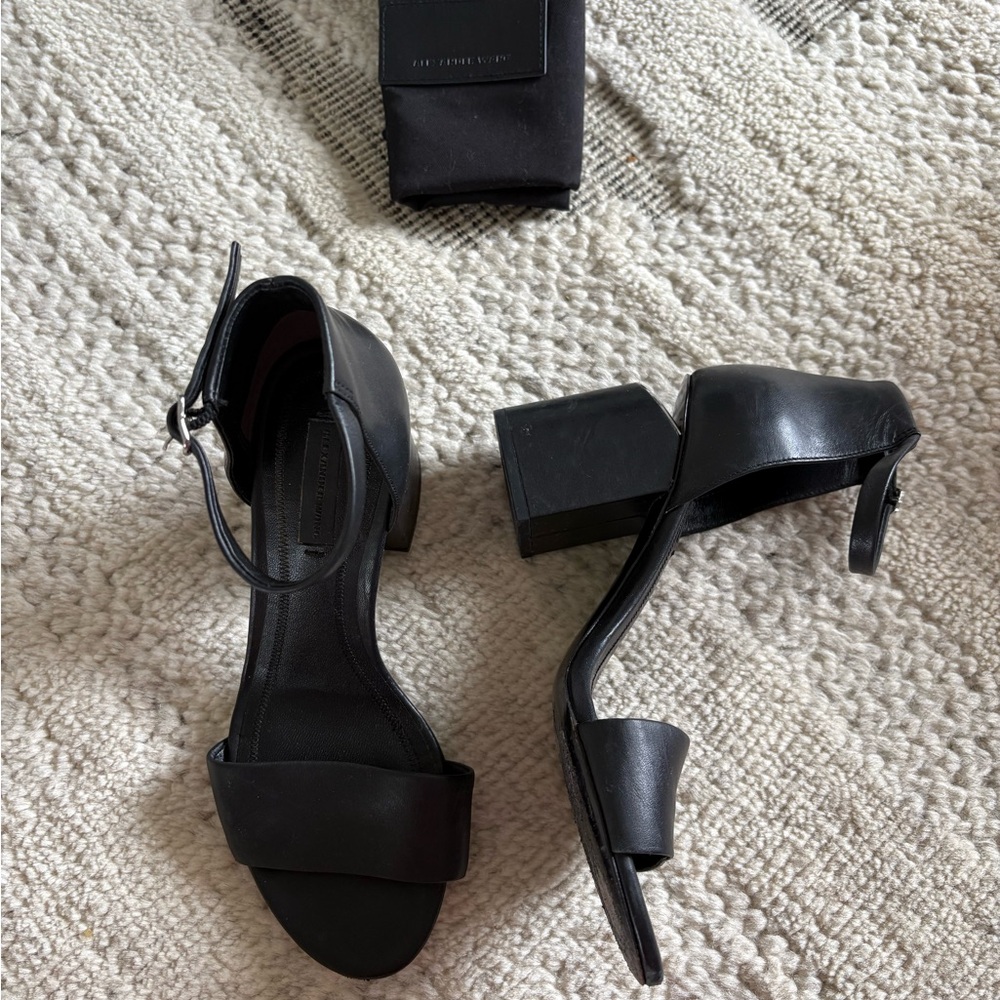 ALEXANDER WANG Black Leather Cutout Sandals